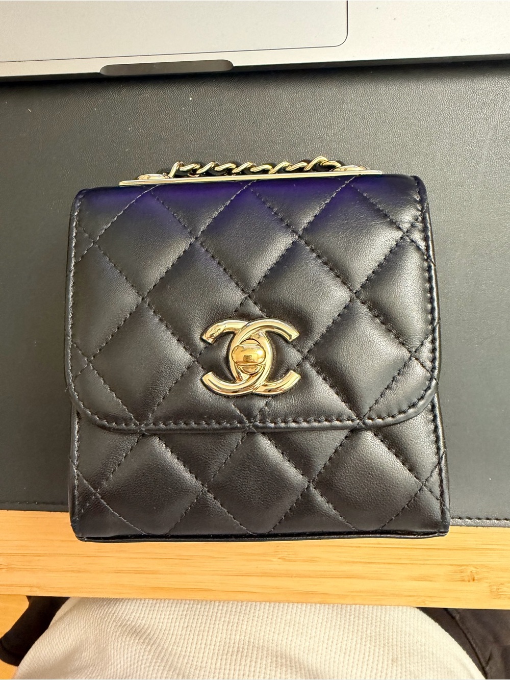 Chanel Quilted Mini Trendy On Chain - Black with Champagne Hardware